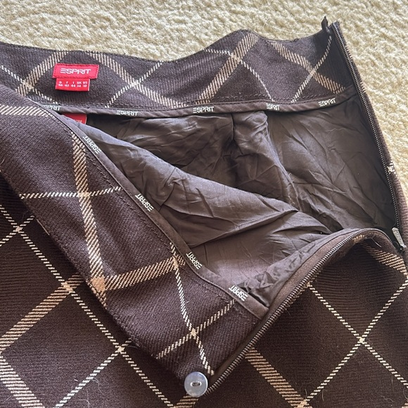 Brown Plaid Wool blend Mini Skirt - Picture 3 of 4
